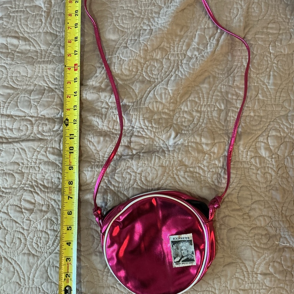 Vintage 1986 Express Metallic Pink RARE Crossbody Halley and His Comet Bag - Picture 10 of 16